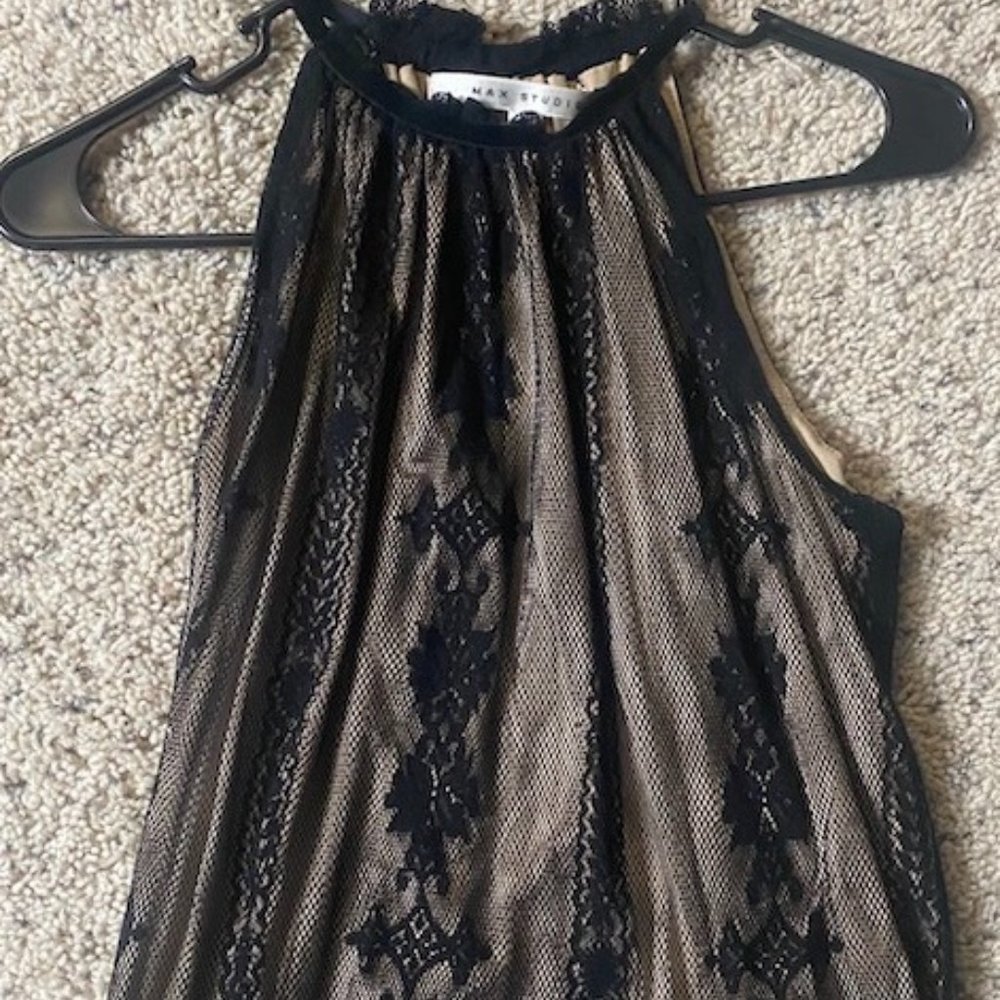 Max Studio (Small) Black Lace/Cream Colored Blouse